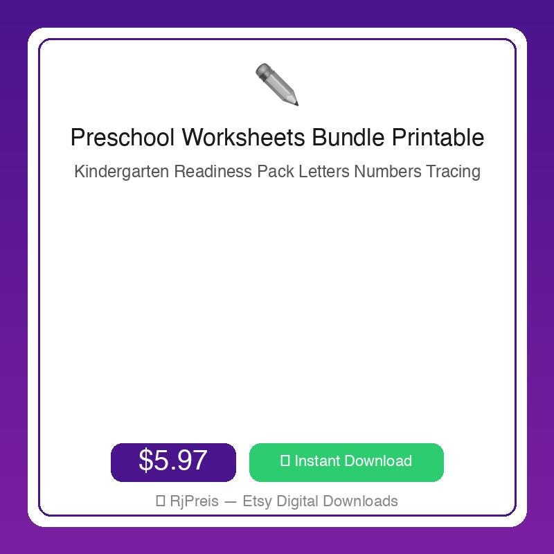 Preschool Worksheets Bundle Printable | Kindergarten Readiness Pack ...