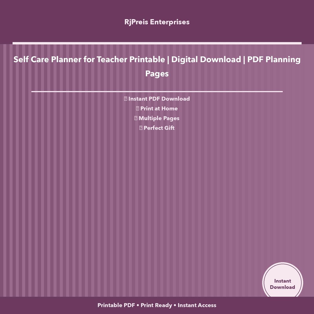 Self Care Planner for Teacher Printable | Digital Download | PDF ...