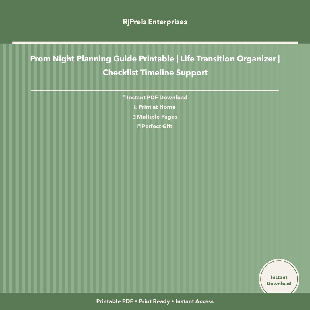 Prom Night Planning Guide Printable | Life Transition Organizer ...
