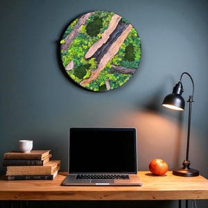Custom Moss and Olive Wood Wall Art, Preserved Moss Wall Decor with Metal Frame, Handmade Rustic Olive Wood and Moss Wall Hanging