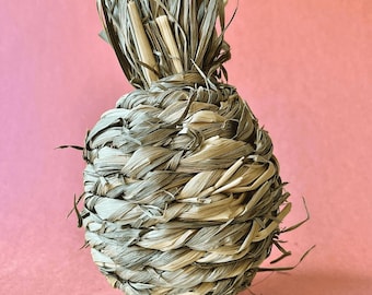 Natural Timothy Hay Handmade Chew Toy For Chinchilla, Guinea Pig and Rabbit - Pineapple