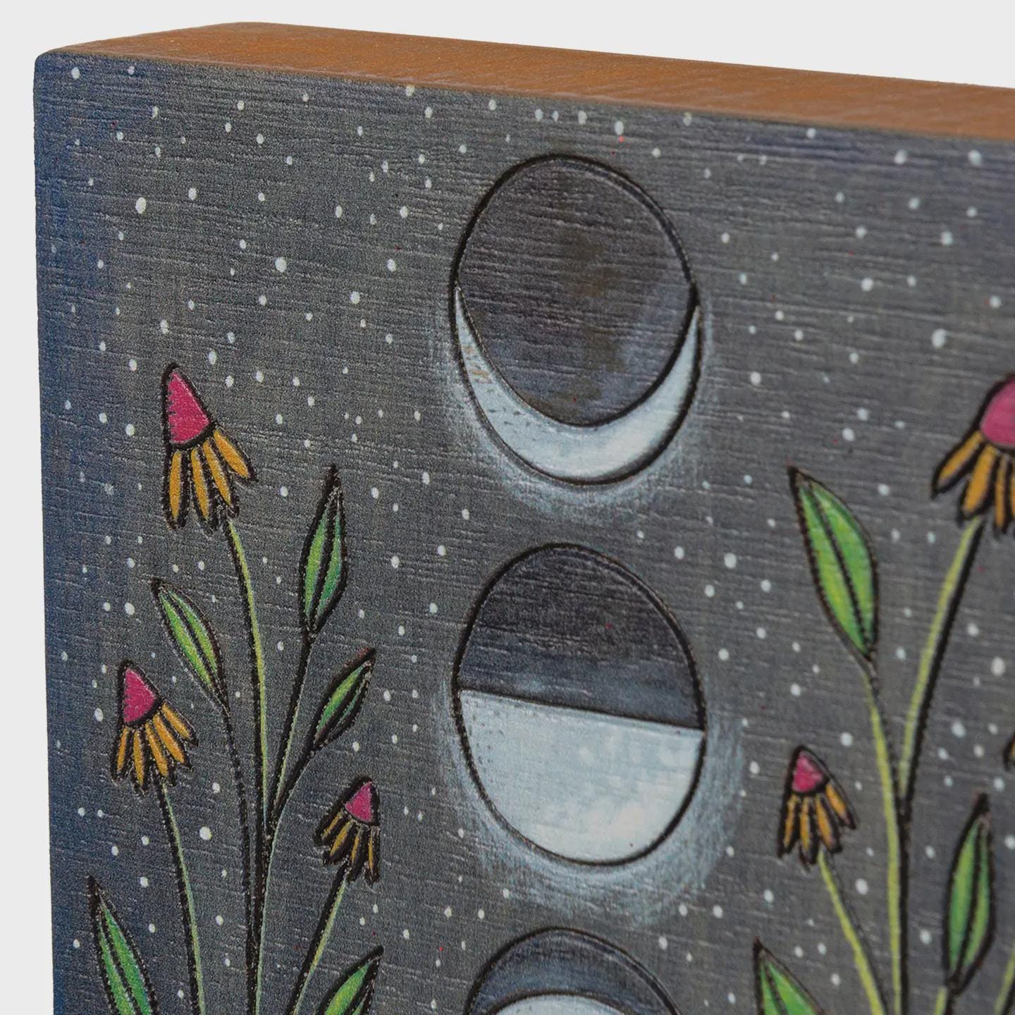 Moon Phase Wood Block Sign, Celestial Wall Decor, Wood Burned Moon Art ...