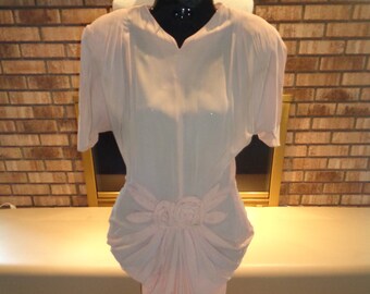 Vintage 1940s Peach Crepe Dress Evening Gown