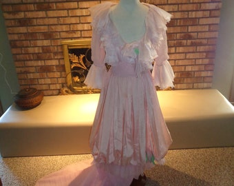 Edwardian Inspired Pink Chiffon Hobble Skirt Tea Dress for Somewhere in Time or Titanic Events