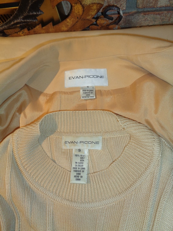 Vintage 80s Evan Picone Beige Silk Business Suit … - image 8