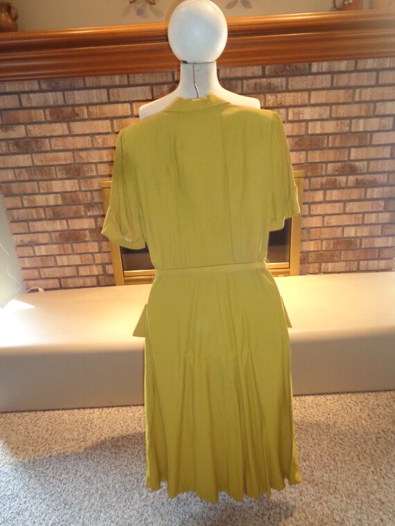 Vintage 1940s Mustard Cocktail Dress Dupioni Silk - image 5