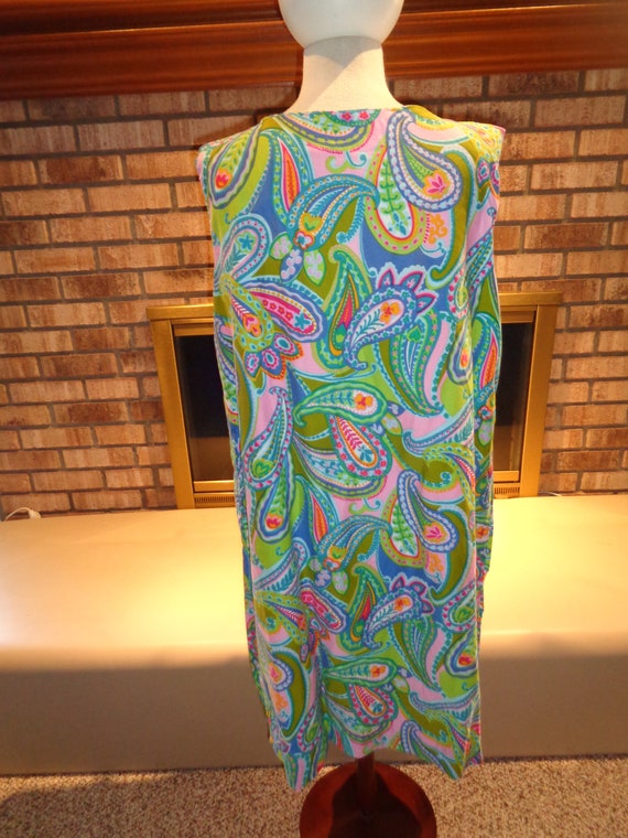 Vintage 60s Bold Vibrant Cotton Print Summer Dress - image 4