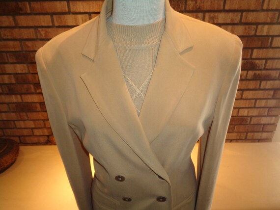 Vintage 80s Evan Picone Beige Silk Business Suit … - image 2