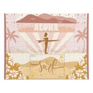 Surf w/ Aloha Jigsaw Puzzle with Tin | Beach Decor, Game Night Fun, Gift for Surfers, Puzzle Lovers, Family Activities