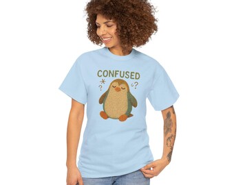 Confused Penguin Graphic Tee: Unisex Cotton T-Shirt
