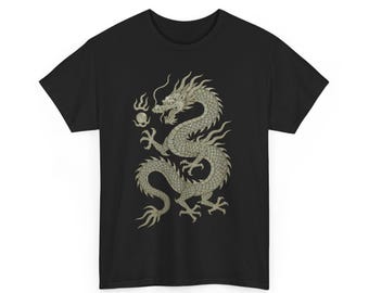 Dragon Graphic Heavy Cotton Unisex T-Shirt, Casual Dragon Lover T-Shirt