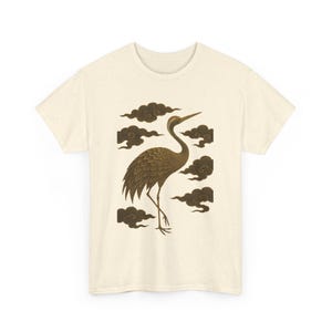 Elegant Crane Tee, Unisex T-Shirt, Bird Lover Gift, Japanese Crane Shirt, Nature Graphic Tee, Animal Print Shirt