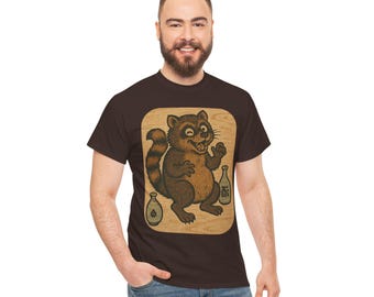 Vintage Raccoon Graphic Tee: Unisex Cotton Animal Shirt