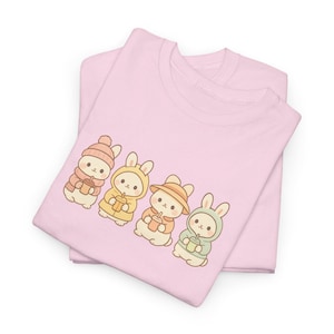 Adorable Bunny Friends Unisex Heavy Cotton Tee, Cute Graphic T-Shirt, Spring Fashion, Casual Wear, Easter Gift, Animal Lovers Shirt