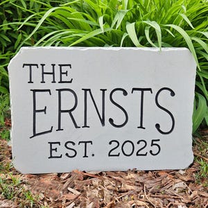 ESTABLISHED STONE- *FREE SHiPPiNG*-Carved in Stone - Real Stone- custom engraving - holidays - wedding - anniversary gift - new home