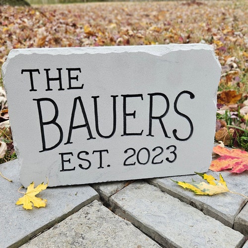 ESTABLISHED STONE - Carved in Stone - Real Stone - custom engraving - Mother's Day - wedding - anniversary gift- garden stone - new home