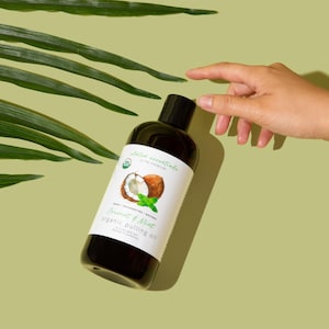 16 OZ Coconut Oil Pulling for Teeth and Gums, Organic Peppermint Mouthwash - Vegan, Non-GMO, Cruelty-Free, Cold-Pressed and Steam Distilled
