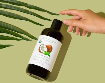 16 OZ Coconut Oil Pulling for Teeth and Gums, Organic Peppermint Mouthwash - Vegan, Non-GMO, Cruelty-Free, Cold-Pressed and Steam Distilled