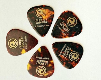 5-Pack Planet Waves Guitar Picks Tortoise Celluloid Extra Heavy X-Heavy 1.25mm