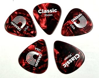 5-PACK D'Addario Planet Waves 5pc Classic .70mm Picks Celluloid Medium -Red