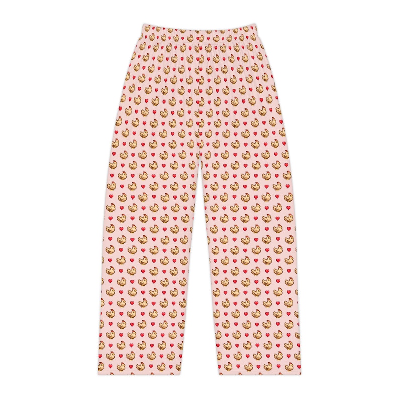 Pink Stardew Valley Chicken Pajama Pants, Pixel Art Lounge Pants, Gamer Gift for Her, Cozy Gaming Pajamas, Stardew Valley Gift image 5