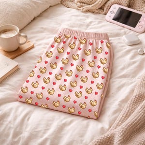 Pink Stardew Valley Chicken Pajama Pants, Pixel Art Lounge Pants, Gamer Gift for Her, Cozy Gaming Pajamas, Stardew Valley Gift image 1