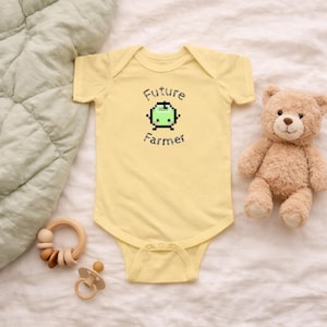 Future Farmer Baby Bodysuit | Stardew Valley Junimo Pixel Art Onesie