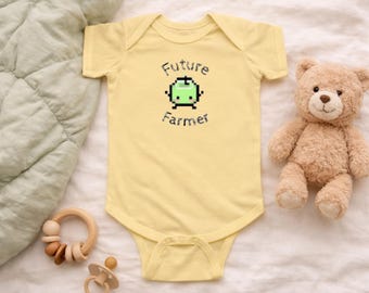 Future Farmer Baby Bodysuit | Stardew Valley Junimo Pixel Art Onesie