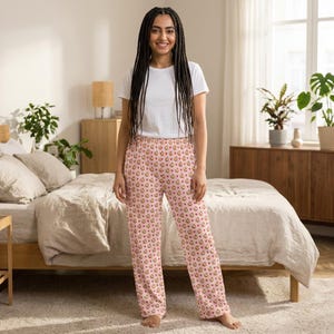 Pink Stardew Valley Chicken Pajama Pants, Pixel Art Lounge Pants, Gamer Gift for Her, Cozy Gaming Pajamas, Stardew Valley Gift image 3