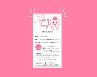 Tooth Fairy Receipt Digital Download – Lost Tooth Keepsake Letter