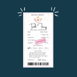 Editable Tooth Fairy Receipt: Printable Certificate & Letter (Canva Template)