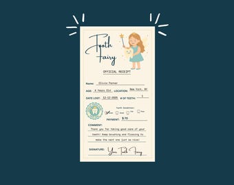 Editable Tooth Fairy Receipt & Certificate: Printable Keepsake (Canva Template)