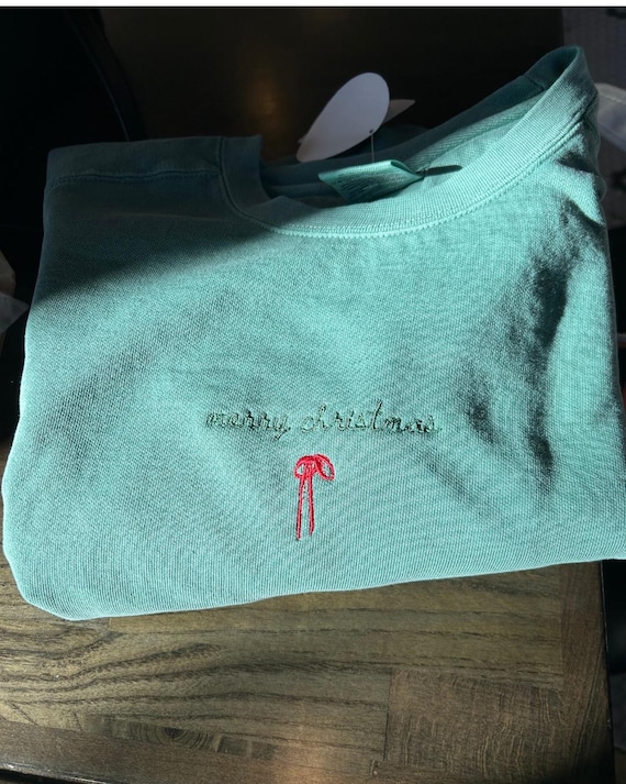 Christmas Bear Embroidered Sweatshirt | Holiday Crewneck, Hoodie