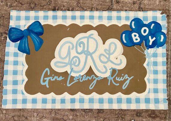 Handpainted Monogram Baby Shower Banner (35x48in)