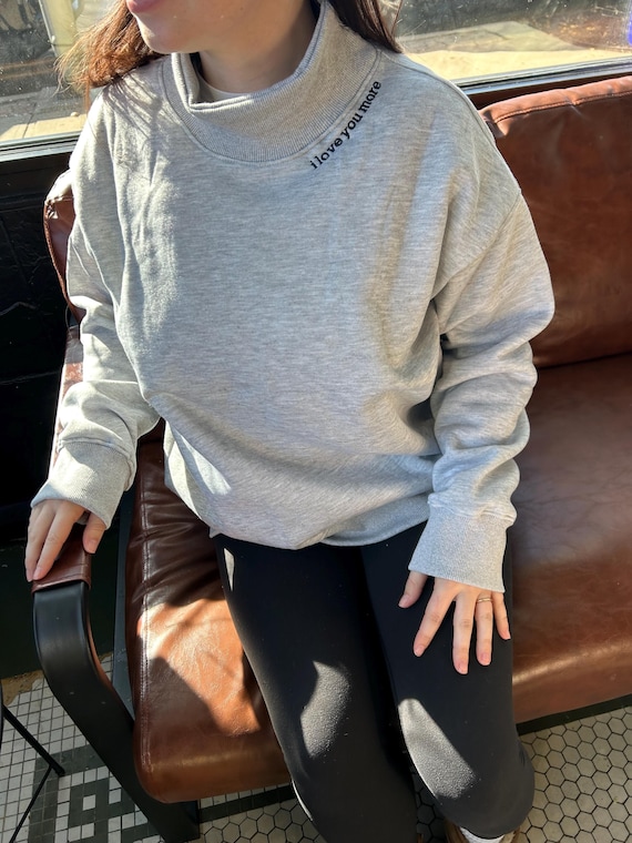 Custom Embroidered Mockneck Sweatshirt | Personalized Oversized Pullover