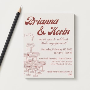 Engagement Party Invitation Template, Champagne Tower Customizable