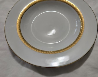 Hermoso tazón para sopa Retroneu Imperial Gold 491B con borde y banda de 22 k de 8 5/8" Juego de