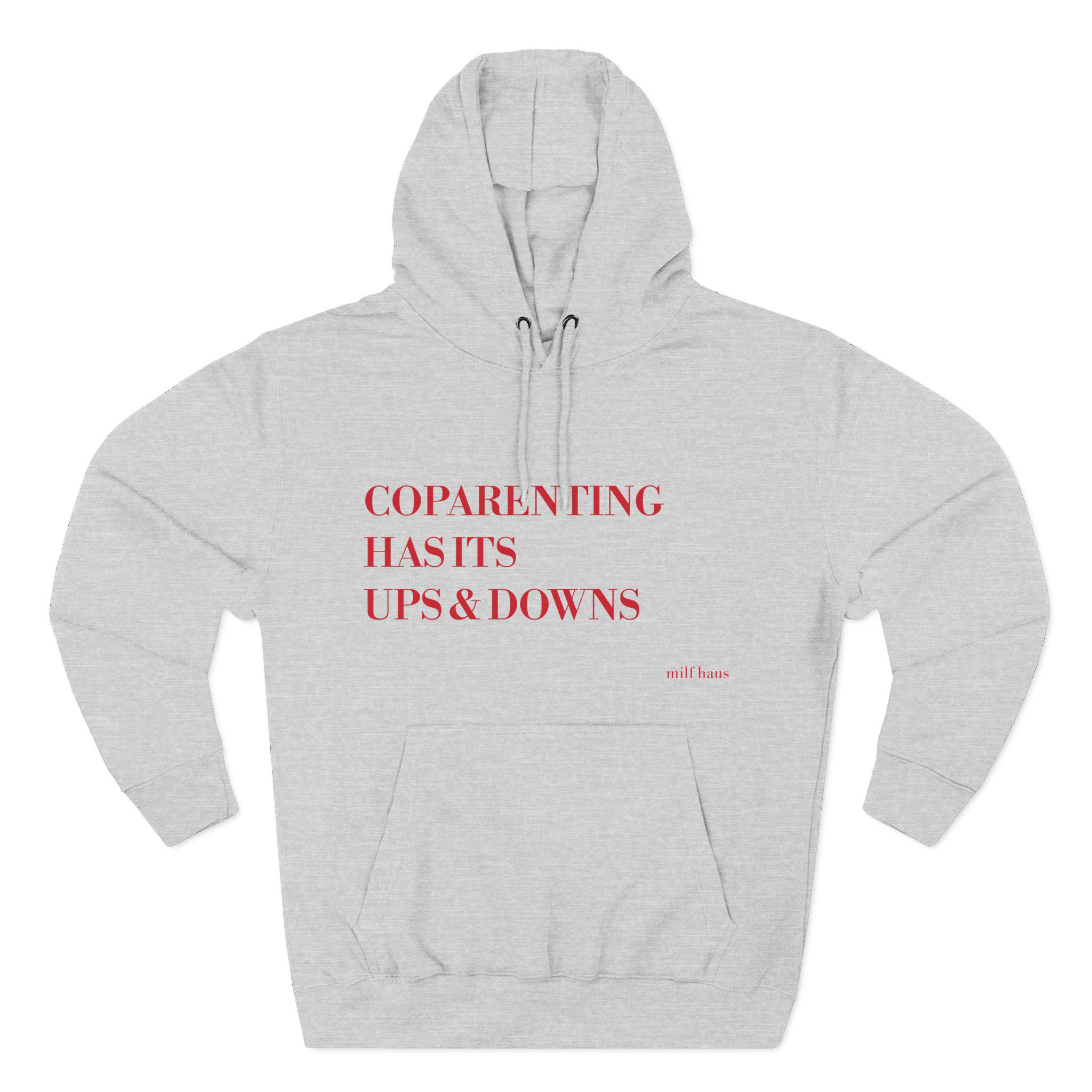 Funny Coparenting Three-Panel Fleece Hoodie, Single Moms Gift, Co-parenting Humor, Mother's Day Present, Parenting Apparel, Unisex