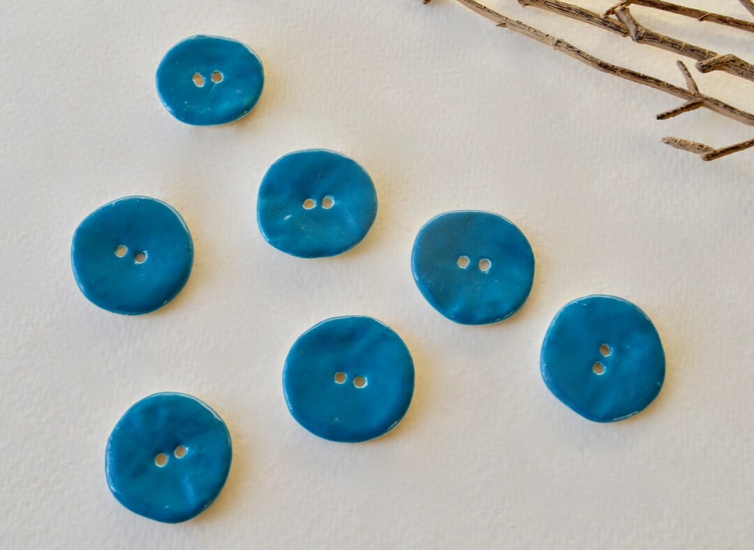 Ceramic Buttons Handmade Large Buttons for Coat Blue Etsy UK