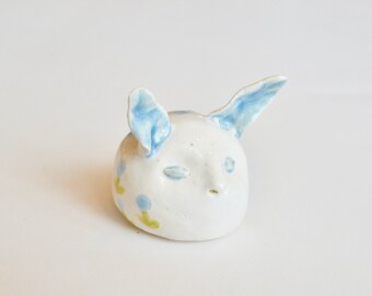 Ceramic Bunny Figurine~Ceramic Bunny Rabbit Figurine~Bunny Decorations~Pottery Bunny Rabbit~Bunny Rabbit Head ~Bunny Room Decor~Bunny Rabbit