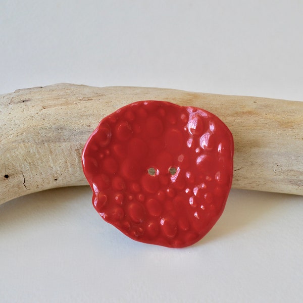 Ceramic Buttons Handmade ~ Jumbo Ceramic Button ~ Sewing Buttons Red ~ Knitting Button ~ Sewing ~ Large Red Buttons ~ Craft buttons ~ 3096