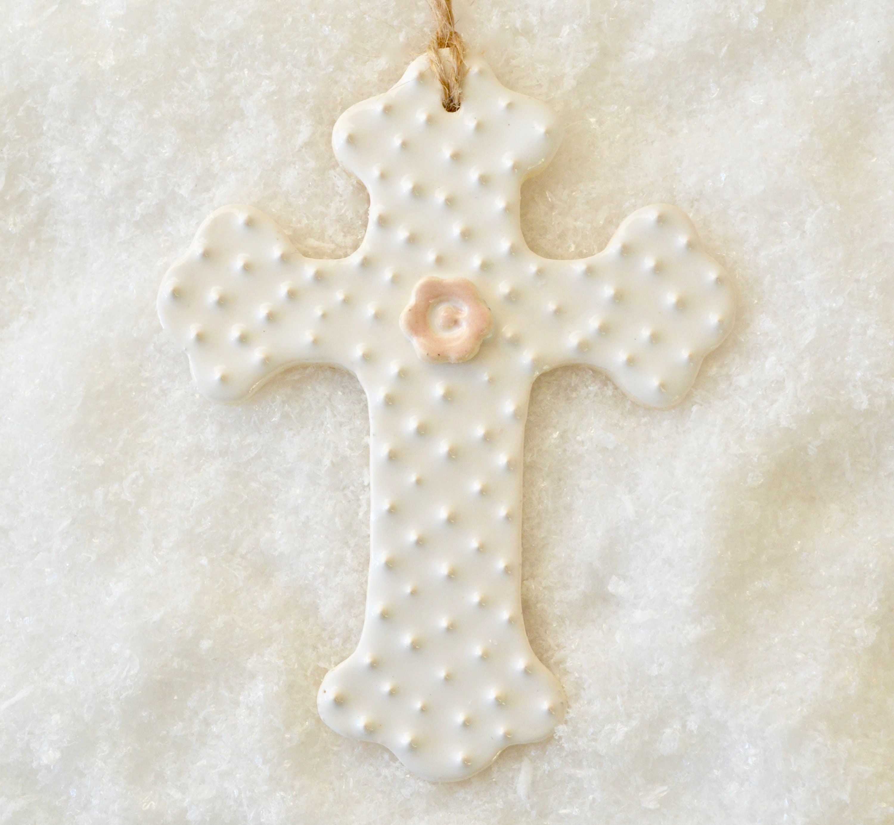 Ceramic Cross Ornament Ceramic Cross Baptism Personalized Etsy
