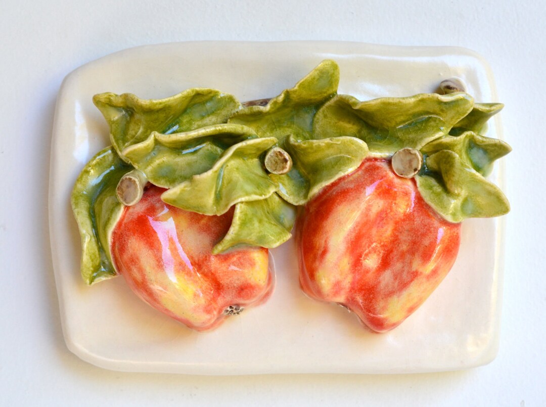 Apples Ceramic Fruit Tile fruit Wall Decor Fruit Wall Plaques Fruit