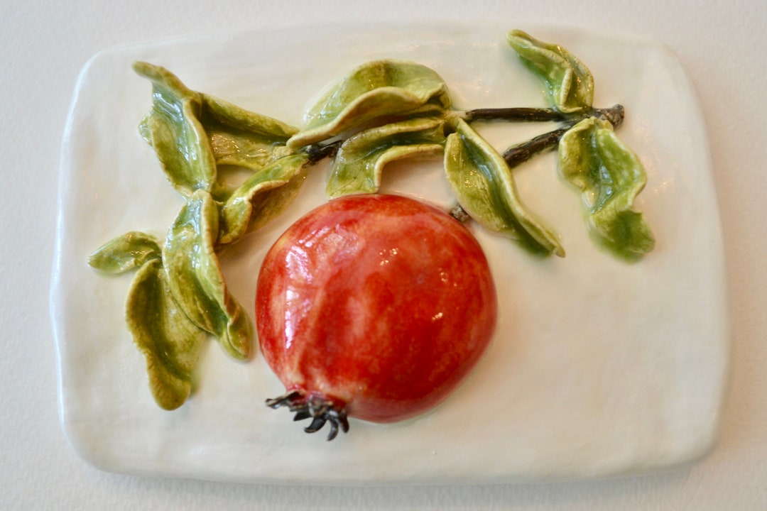 Pomegranate Ceramic Fruit Tile Fruit Wall Decor Fruit Wall Plaques