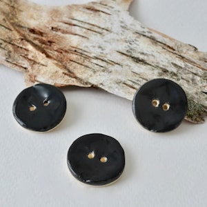 Ceramic Buttons Handmade ~ Handmade Buttons ~ Ceramic Buttons ~ Buttons Sewing ~ Round Buttons ~ Large Black Buttons ~ Craft buttons ~3024