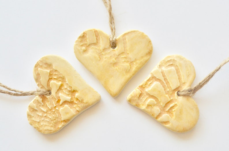 Three Ceramic Heart Ornament Christmas Ornaments Cream Party Decorations Cream Ornament Ceramic Decoration Ceramic Ornaments 6919 image 3