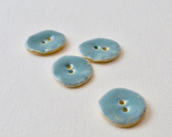 Ceramic Buttons Handmade ~ Handmade Buttons ~ Blue Buttons ~ Buttons Sewing ~ Round Buttons ~ Large Blue Buttons~Craft buttons~3019