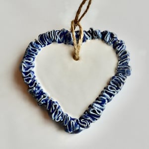 Ceramic Heart Ornament ~ Heart Ornament ~ Ceramic Heart ~ Purple Heart Ornament ~ Blue Heart Ornament ~ Handmade Ornaments~Purple Heart~1126