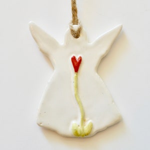Ceramic Angel Ornament ~ Christmas Angel Ornaments ~ Teacher Christmas Gifts ~ Angel with Heart ~ Angels ~ Christmas Angel Gifts ~ 6693