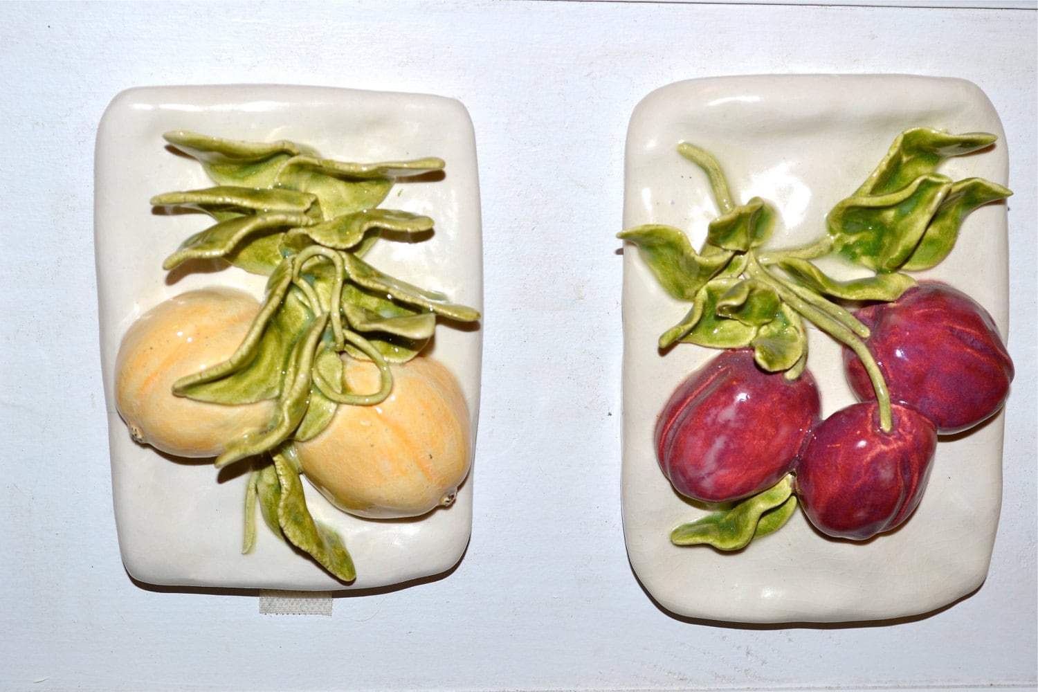Plums Ceramic Fruit Tile Fruit Wall Decor Fruit Wall Etsy